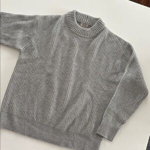 J. Crew Light Gray Cashmere Oversized Ribbed Crewneck Sweater